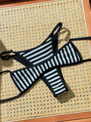 Black Striped Micro Bikini Set