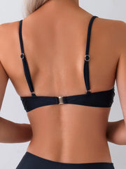 Black Underwire Bikini Metal Starfish Ornament Pleate High Waist Swimsuit Beach Push Up Bathing Suit Swimwear