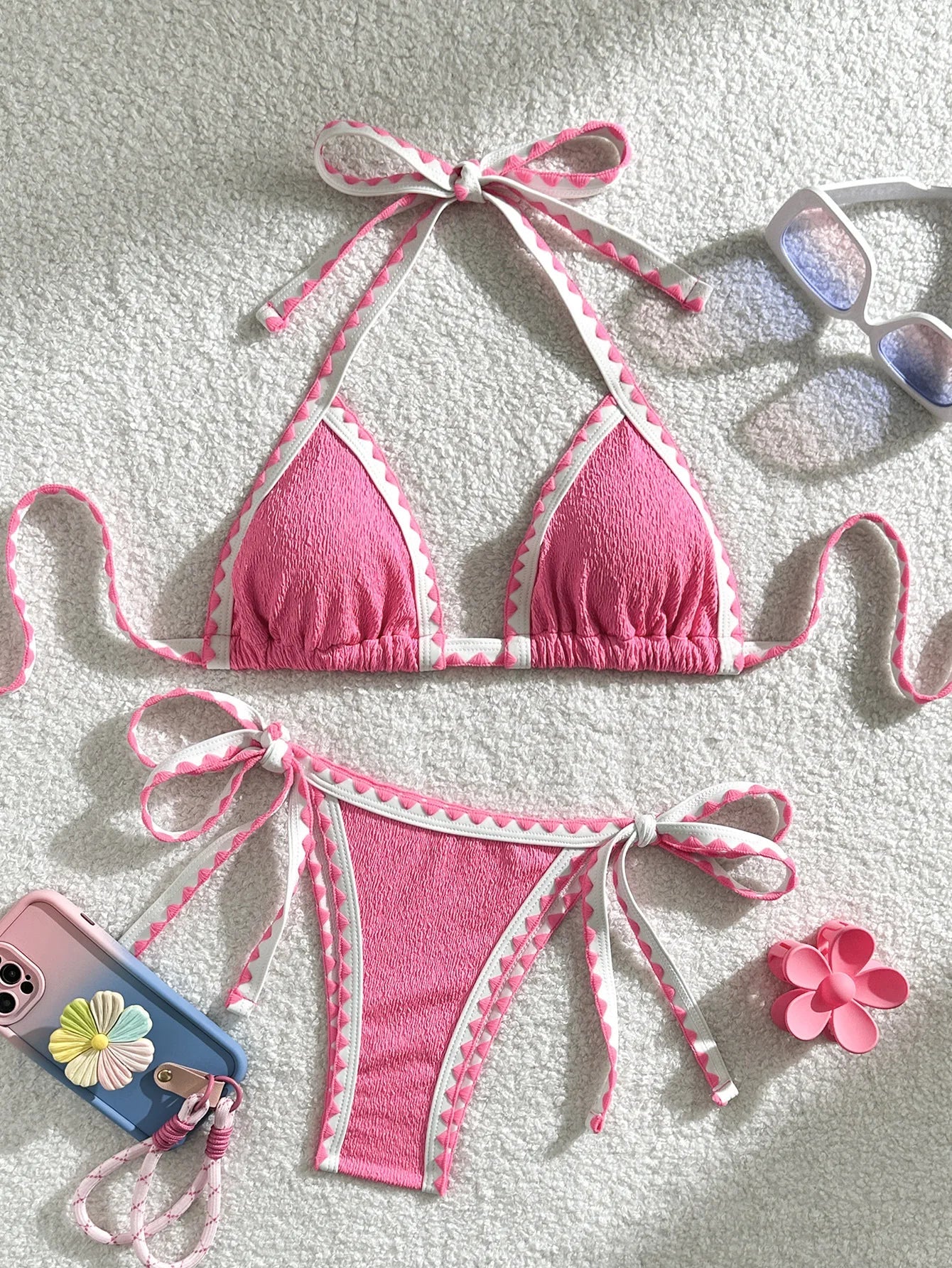 Black White Contrast Bikini Set