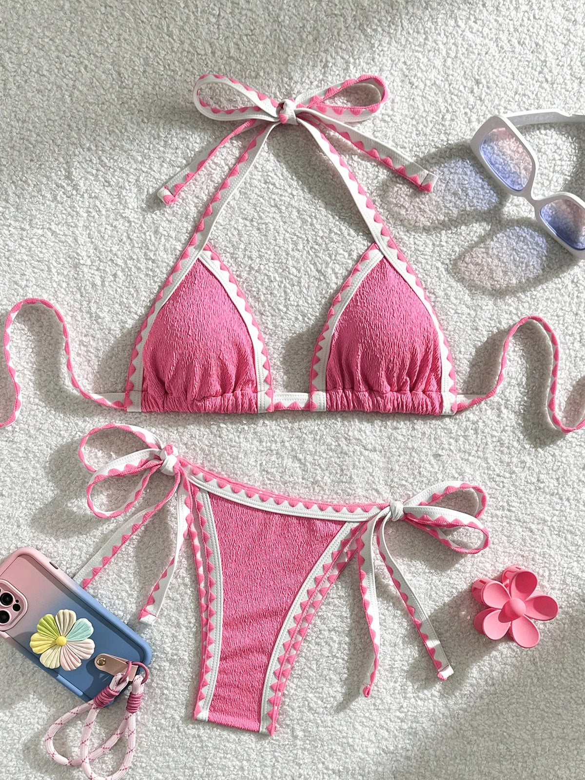 Black White Contrast Bikini Set