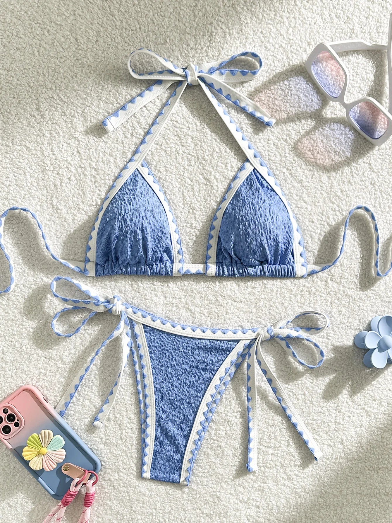 Black White Contrast Bikini Set