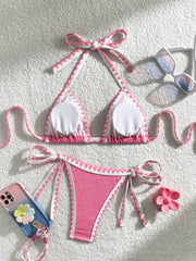 Black White Contrast Bikini Set