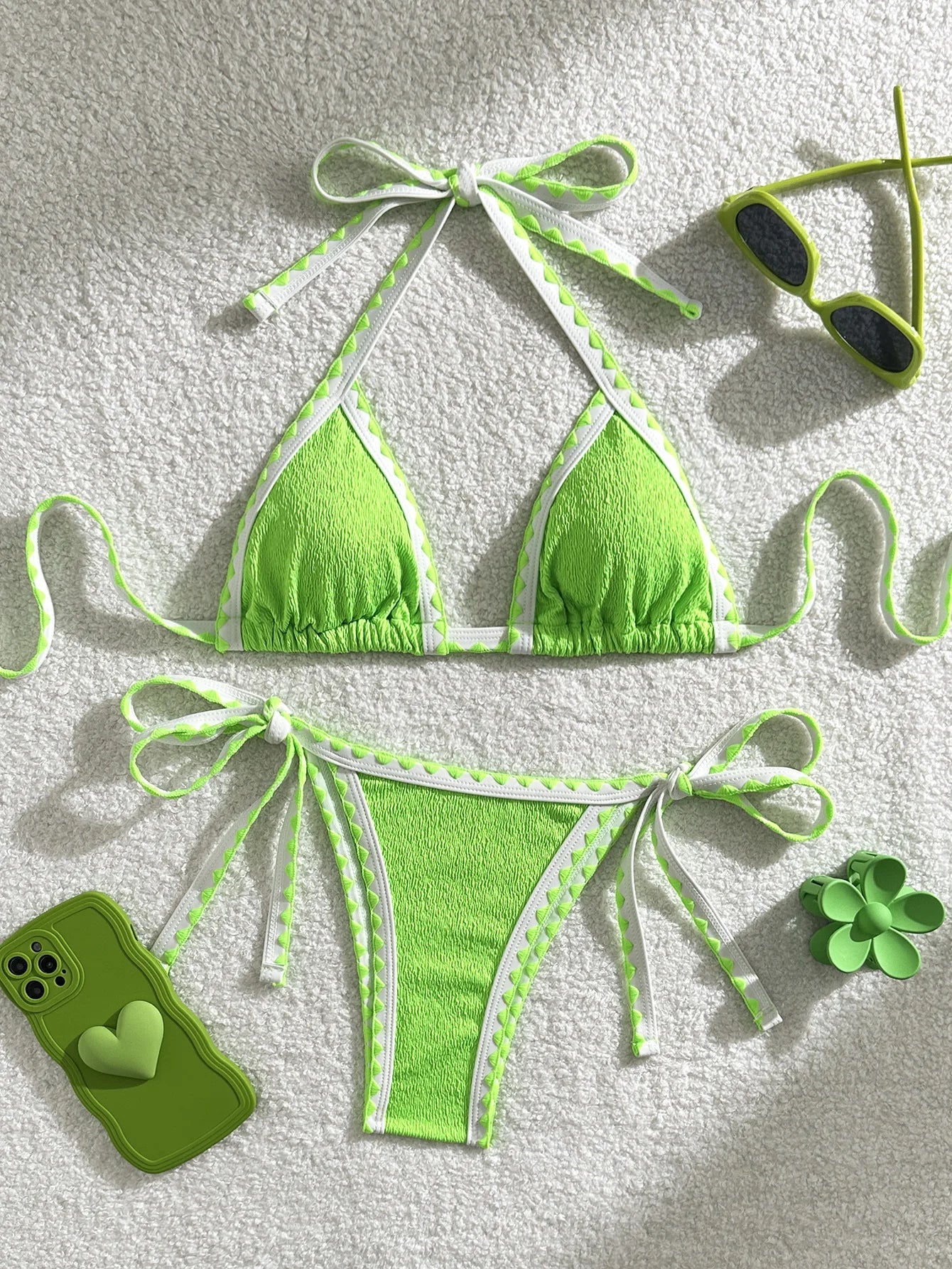 Black White Contrast Bikini Set