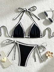 Black White Contrast Bikini Set