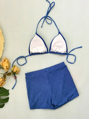 Blue 3D Flower Bikini Set