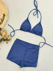 Blue 3D Flower Bikini Set