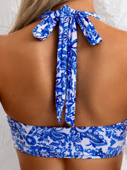 Blue Floral Print Bikini Set