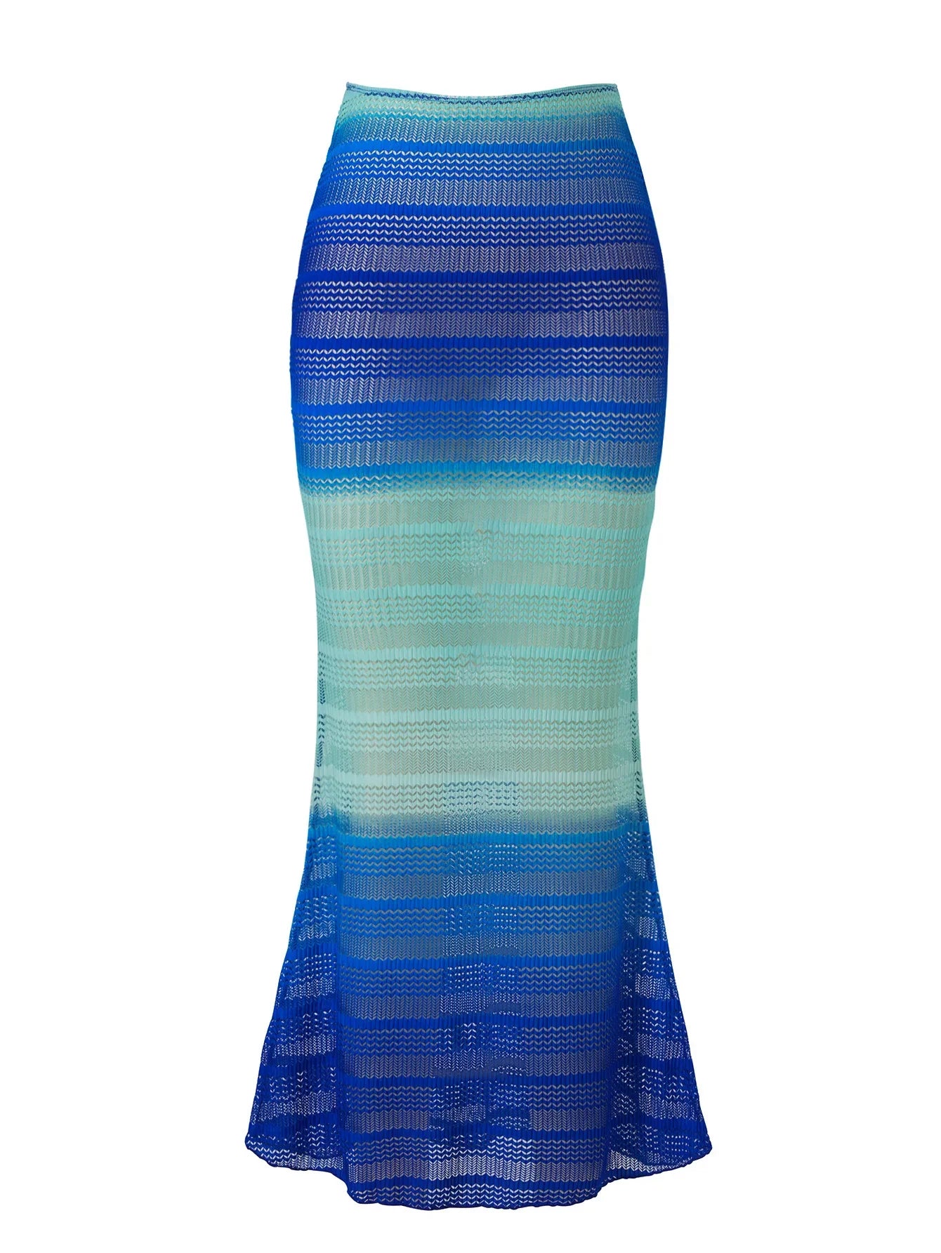 Blue Gradient Striped Bikini Set