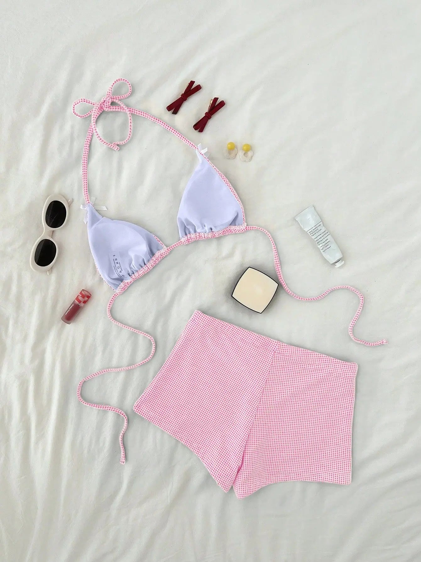 Blue Plaid Bikini Set