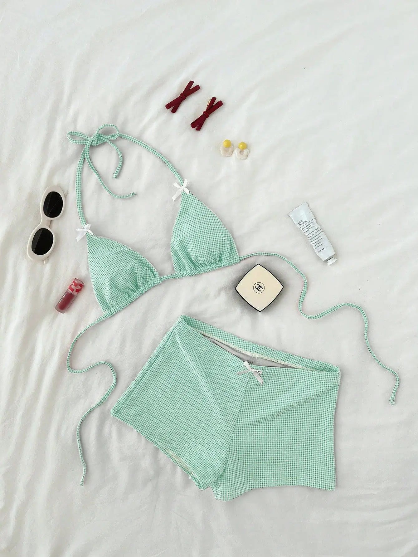 Blue Plaid Bikini Set