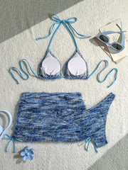 Blue Skirt 3 Piece Bikini Set