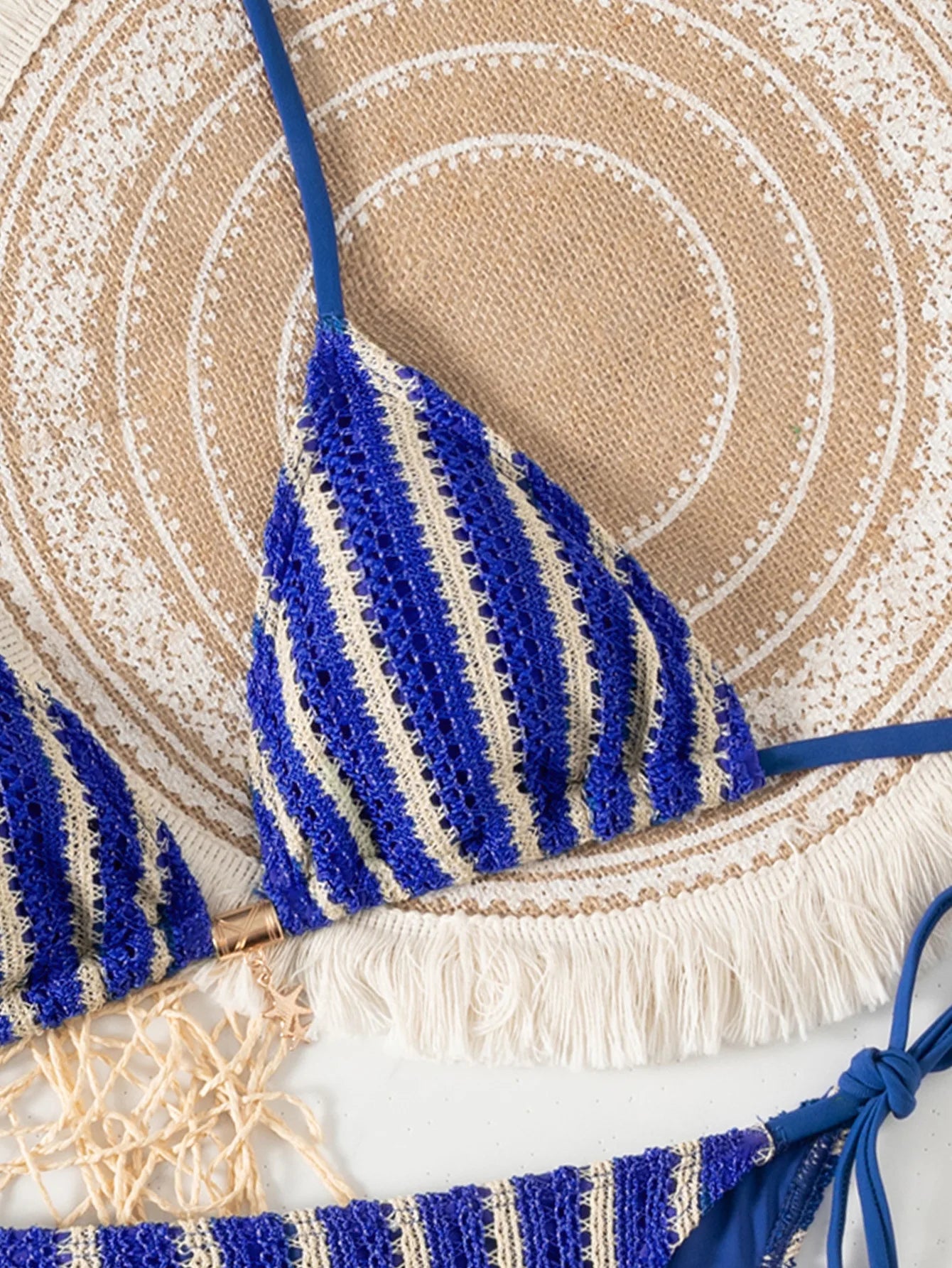 Blue Striped Bikini Set