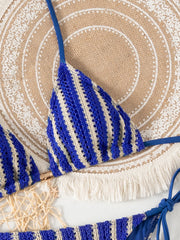 Blue Striped Bikini Set