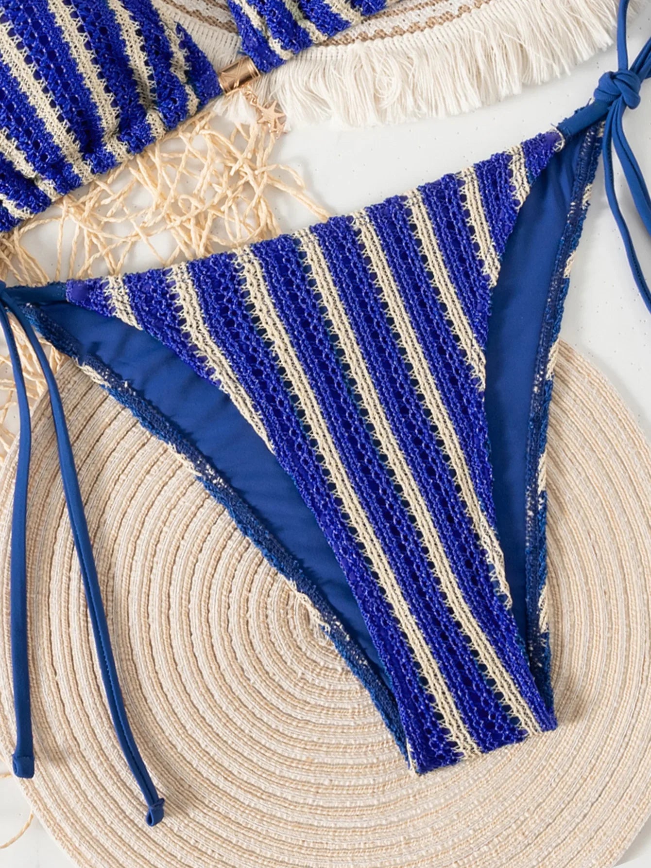Blue Striped Bikini Set