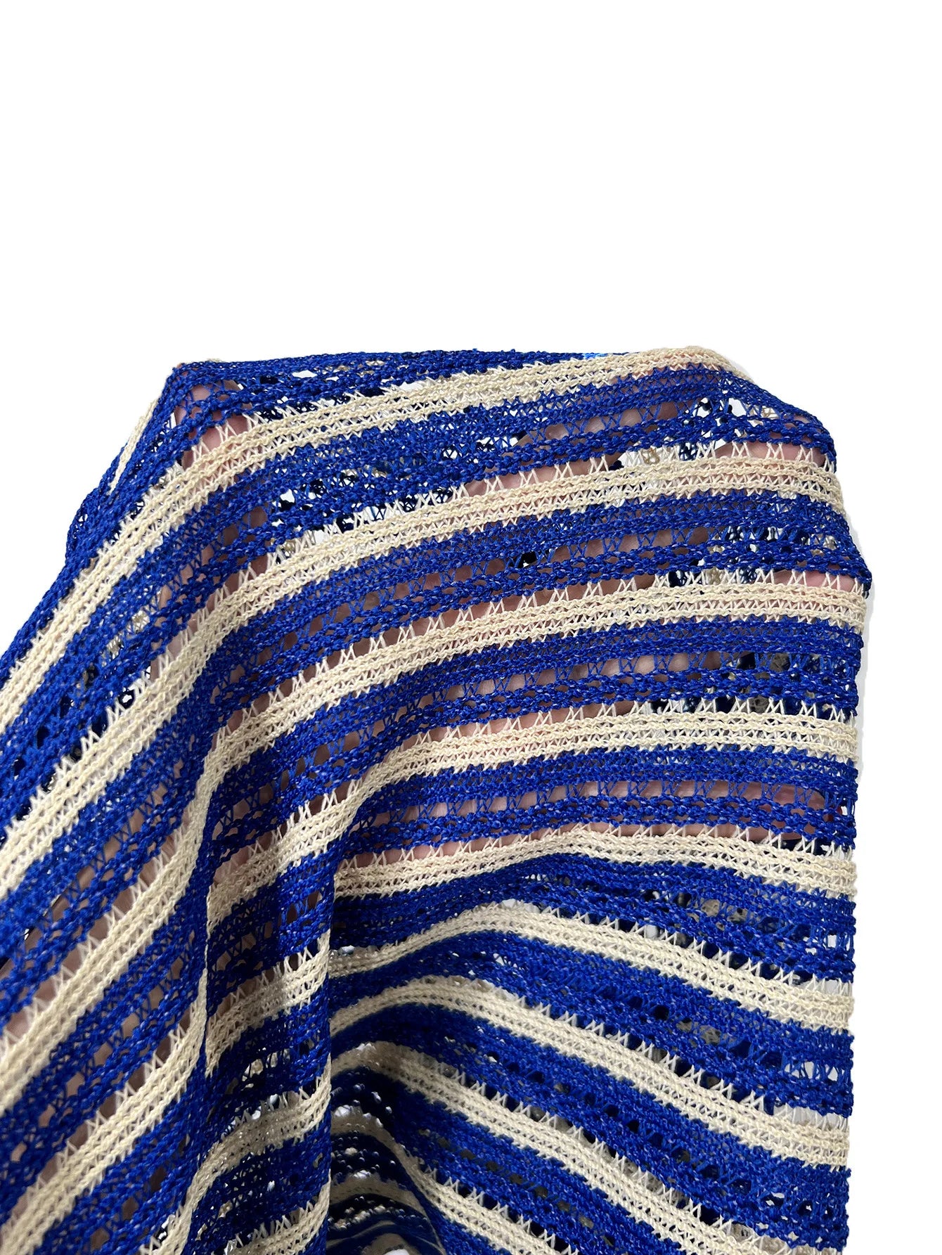 Blue Striped Bikini Drawstring High Waist Panties 3 Piece Swimsuit Bathing Suit Push Up