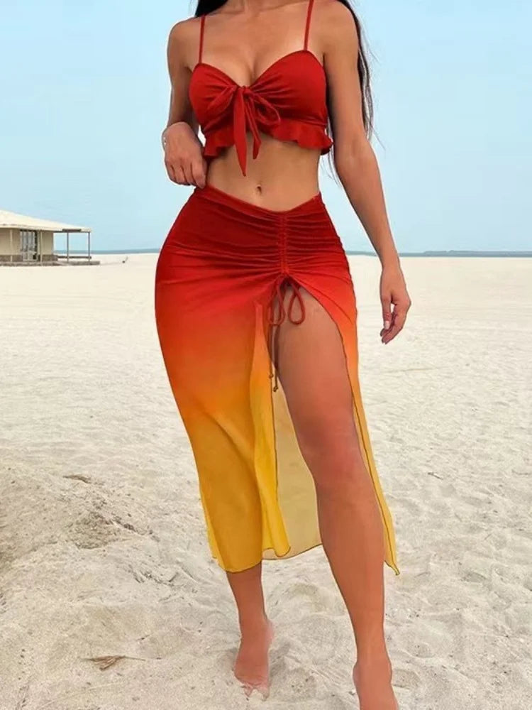 Blue Tie Dye Gradient Bikini Set