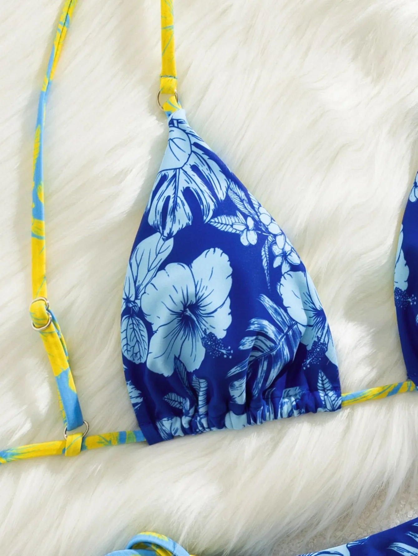 Blue Tie Dye Patchwork Micro Bikini Adjustable Strap Push Up Tie Side Thong Swimsuit Beach Bathing Suit Swimwear
