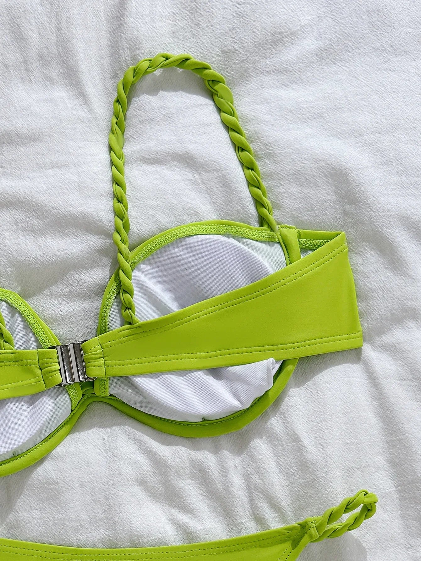 Braiding Rope Underwire Micro Bikini Green Push Up Bra Triangle Swimsuit Brazilian Bathing Suit Pool Swimwear