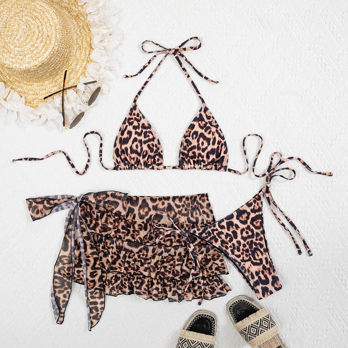 Brown Leopard Print Bikini Set