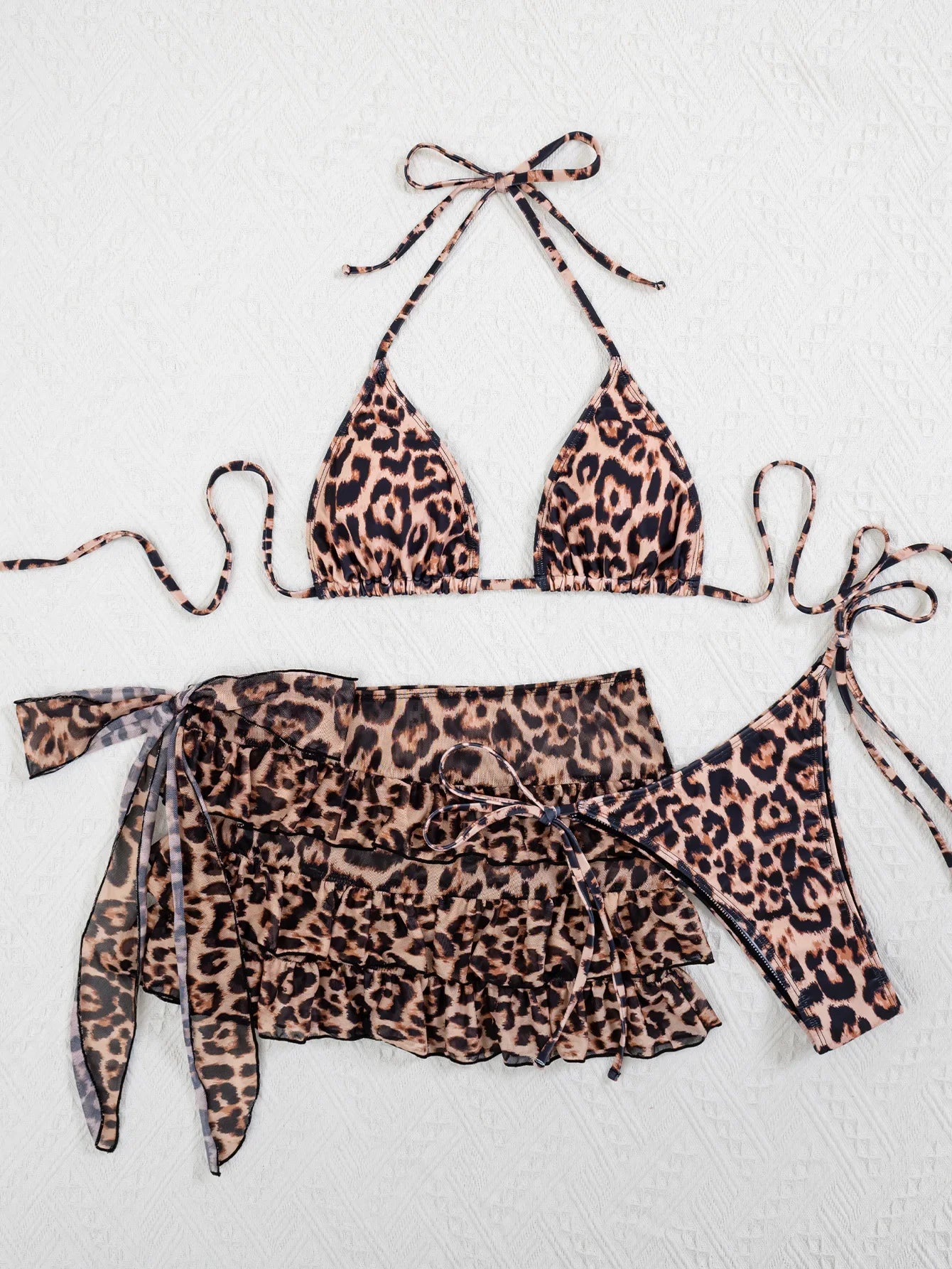 Brown Leopard Print Bikini Set