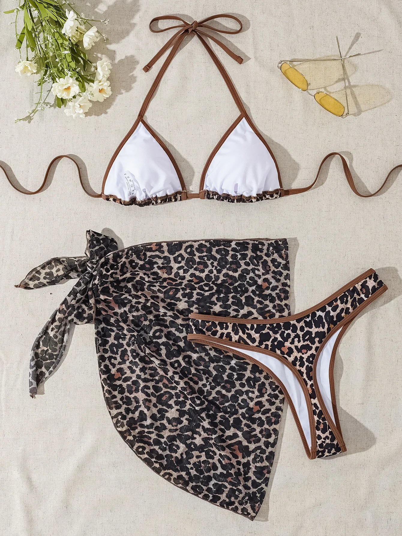 Brown Leopard Print Bikinis Sets