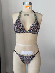 Brown Tiger Print Bikini Set