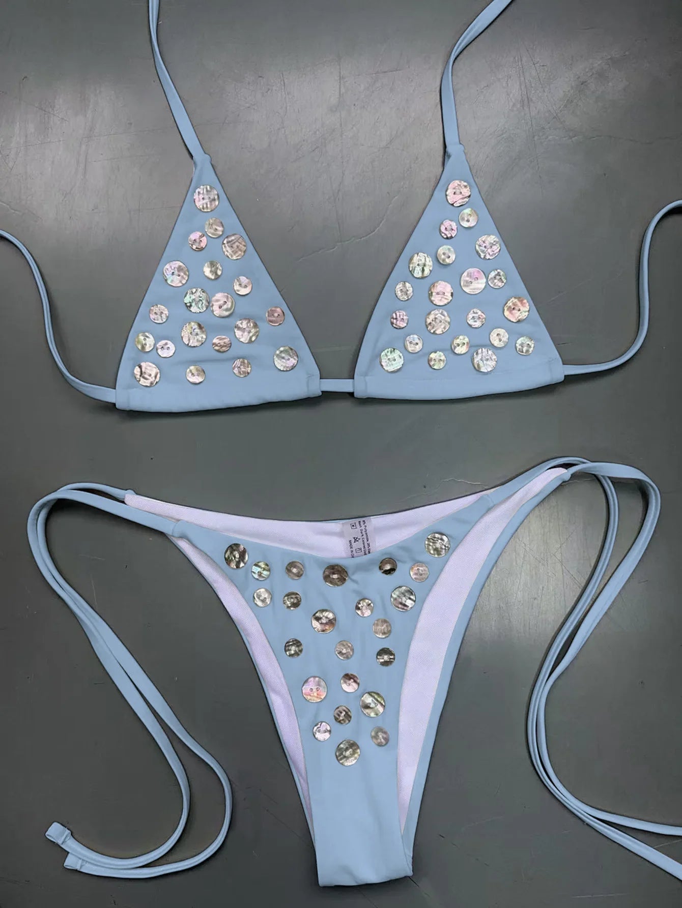 Brozing Diamond Bikini White Push Up Bandage Thong Swimsuit Bathing Suit Micro Swimwear Biquini