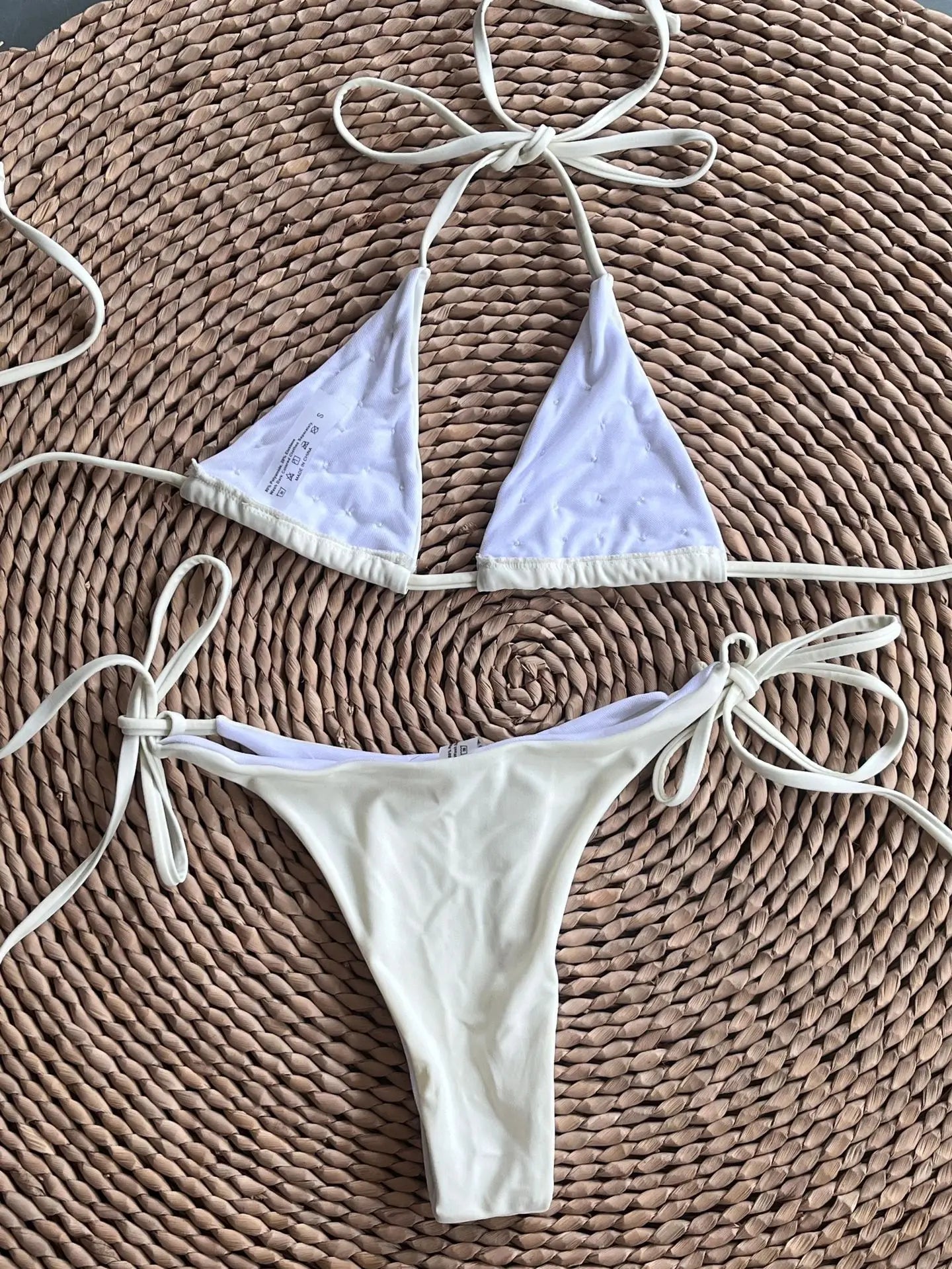 Brozing Diamond Bikini White Push Up Bandage Thong Swimsuit Bathing Suit Micro Swimwear Biquini