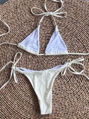 Brozing Diamond Bikini White Push Up Bandage Thong Swimsuit Bathing Suit Micro Swimwear Biquini
