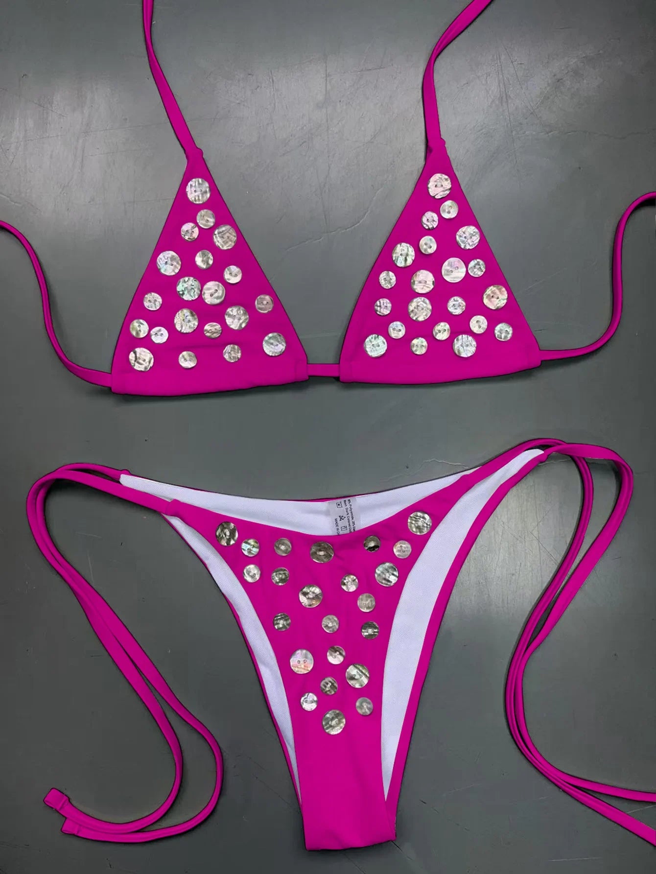 Brozing Diamond Bikini White Push Up Bandage Thong Swimsuit Bathing Suit Micro Swimwear Biquini