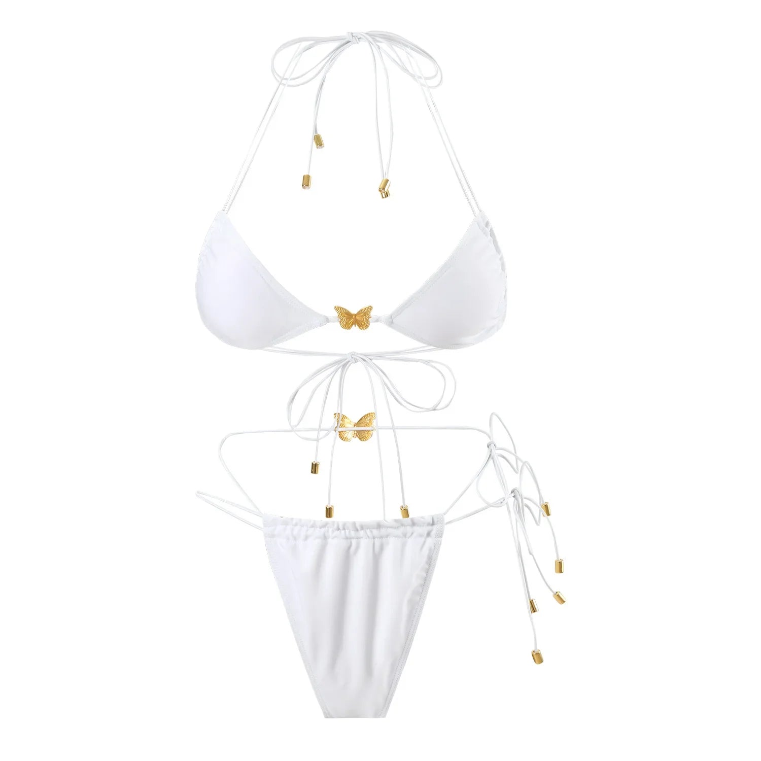 Butterfly Bikini Black Pleate Push Up Bra Bandage Cross Thong Swimwear Bathing Suit Mini Swimsuit Biquini