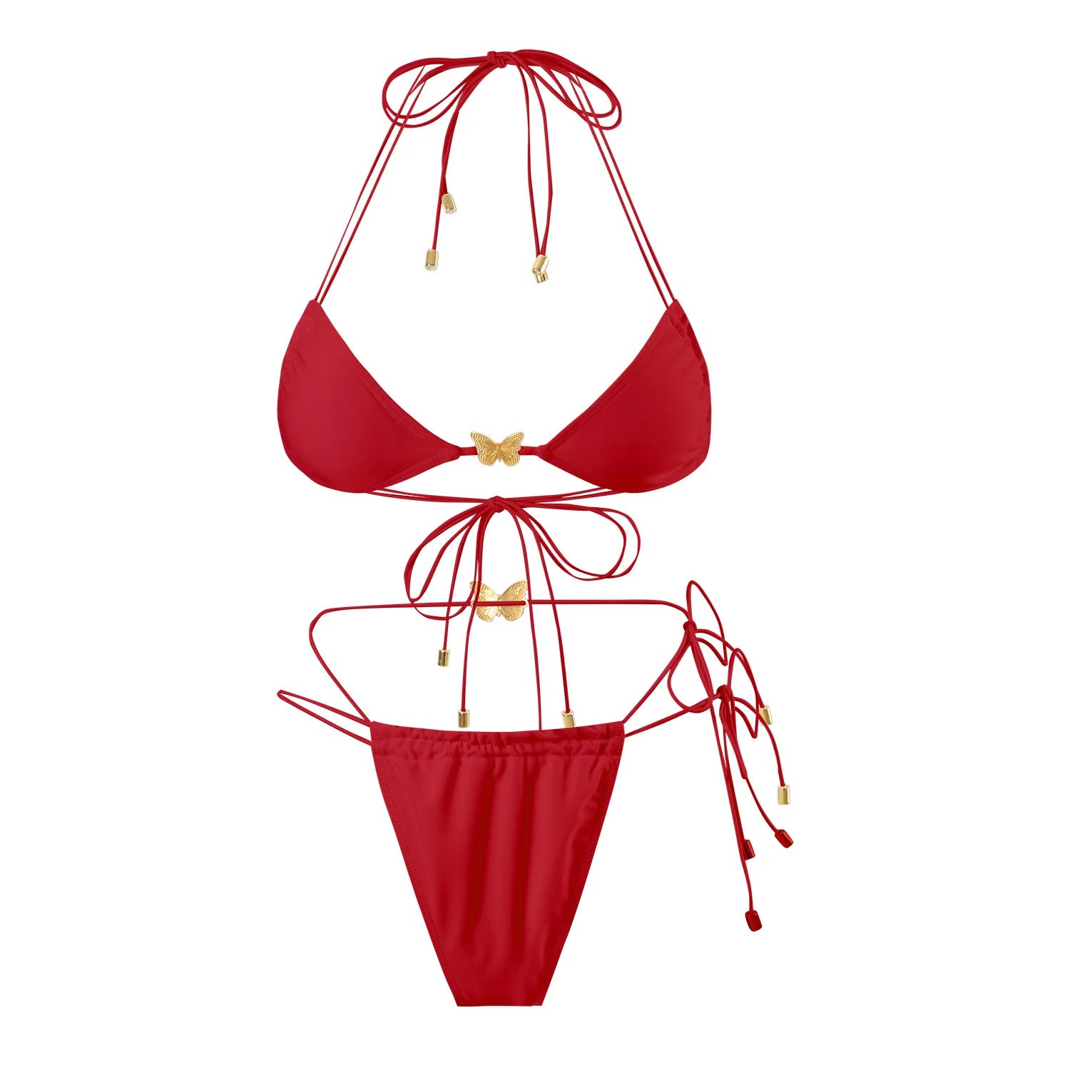 Butterfly Bikini Black Pleate Push Up Bra Bandage Cross Thong Swimwear Bathing Suit Mini Swimsuit Biquini