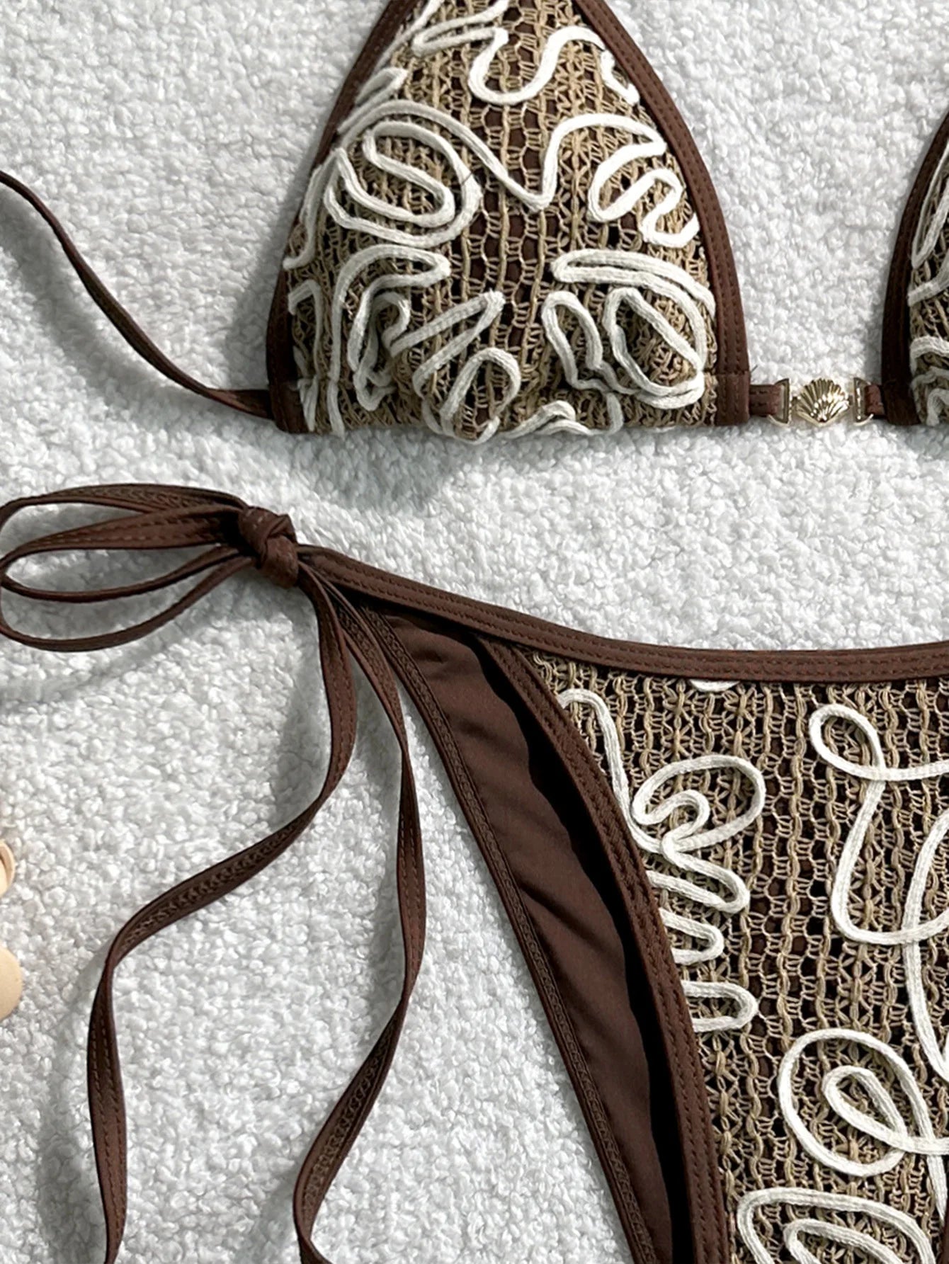 Coffee 3D Flower Bikini Set