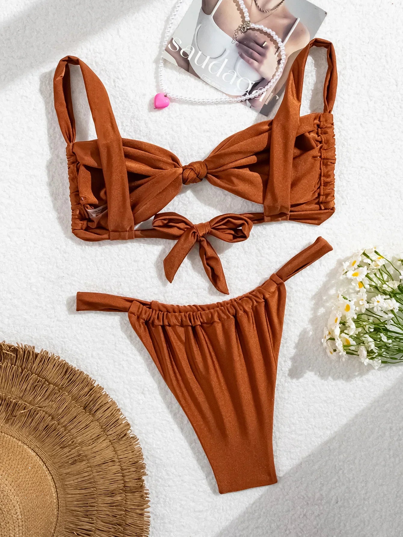 Coffee Bandage Two Pieces Bikini Set