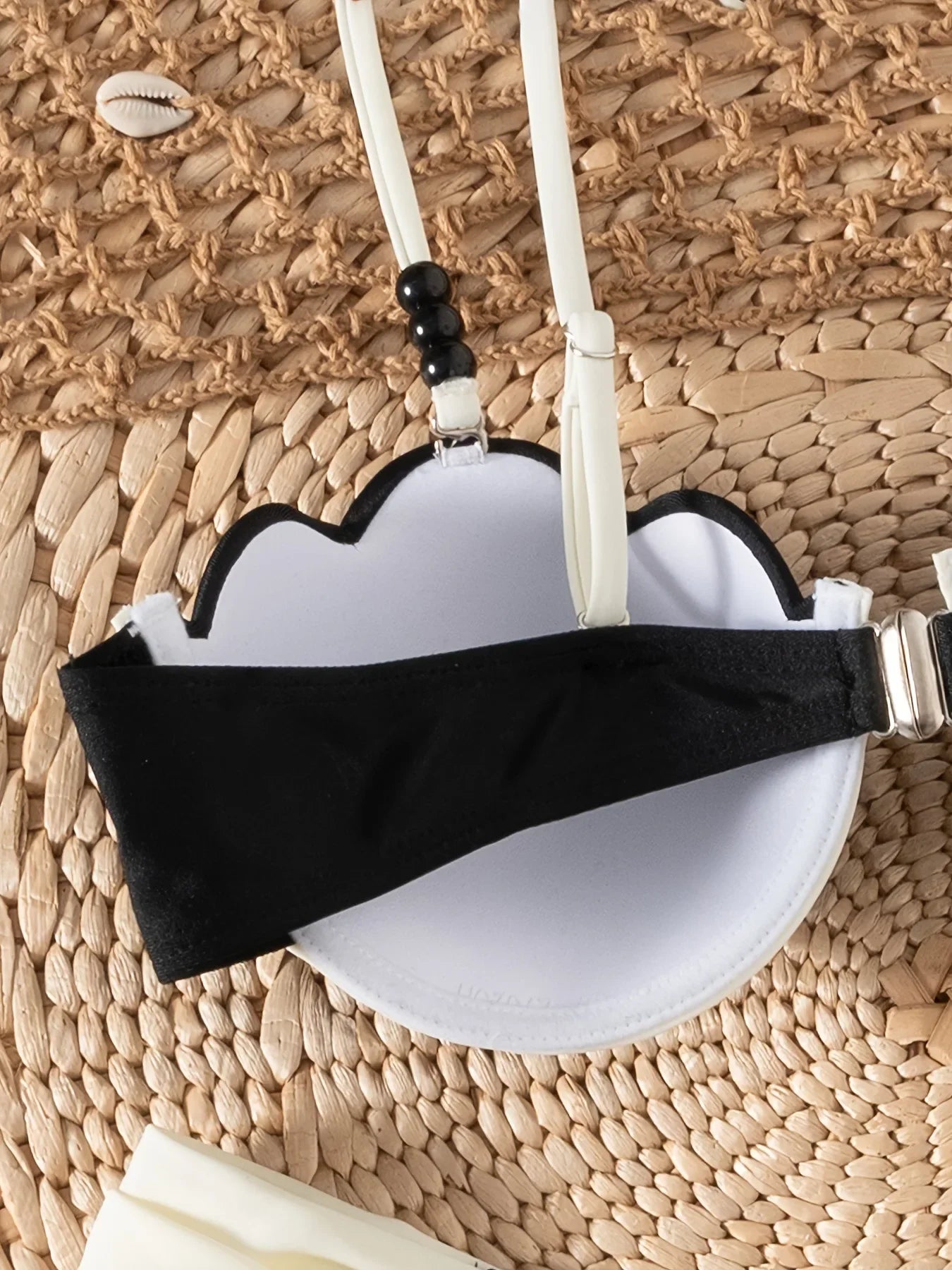 Coffee Contrast Ruffles Thong Bikini Set