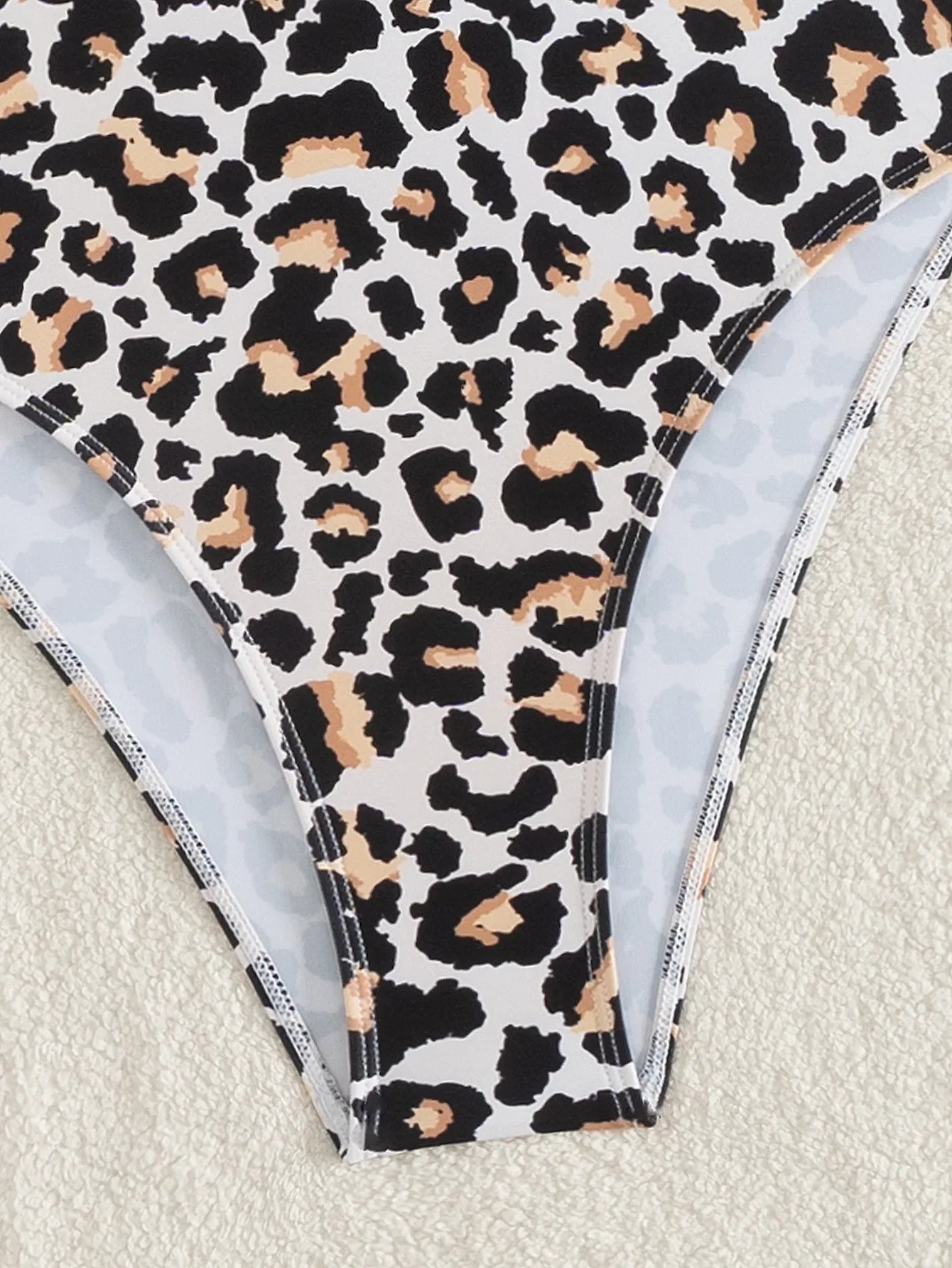 Coffee Leopard Print Swimwear V Neck Hollow Out Backless Tummy Control One Piece Swimsuit Holiday Bathing Suit