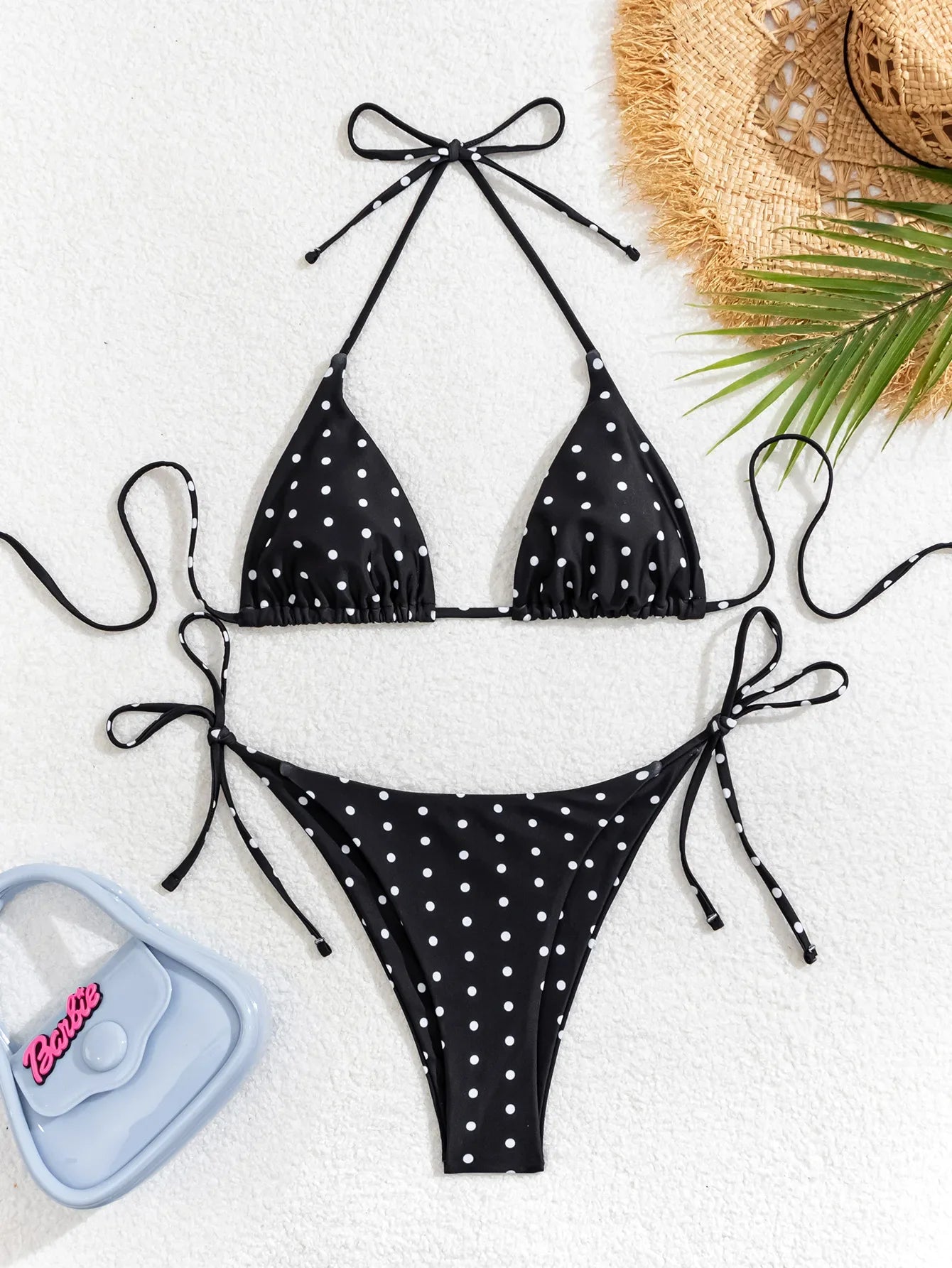 Coffee Polka Dot Print Bikini Set