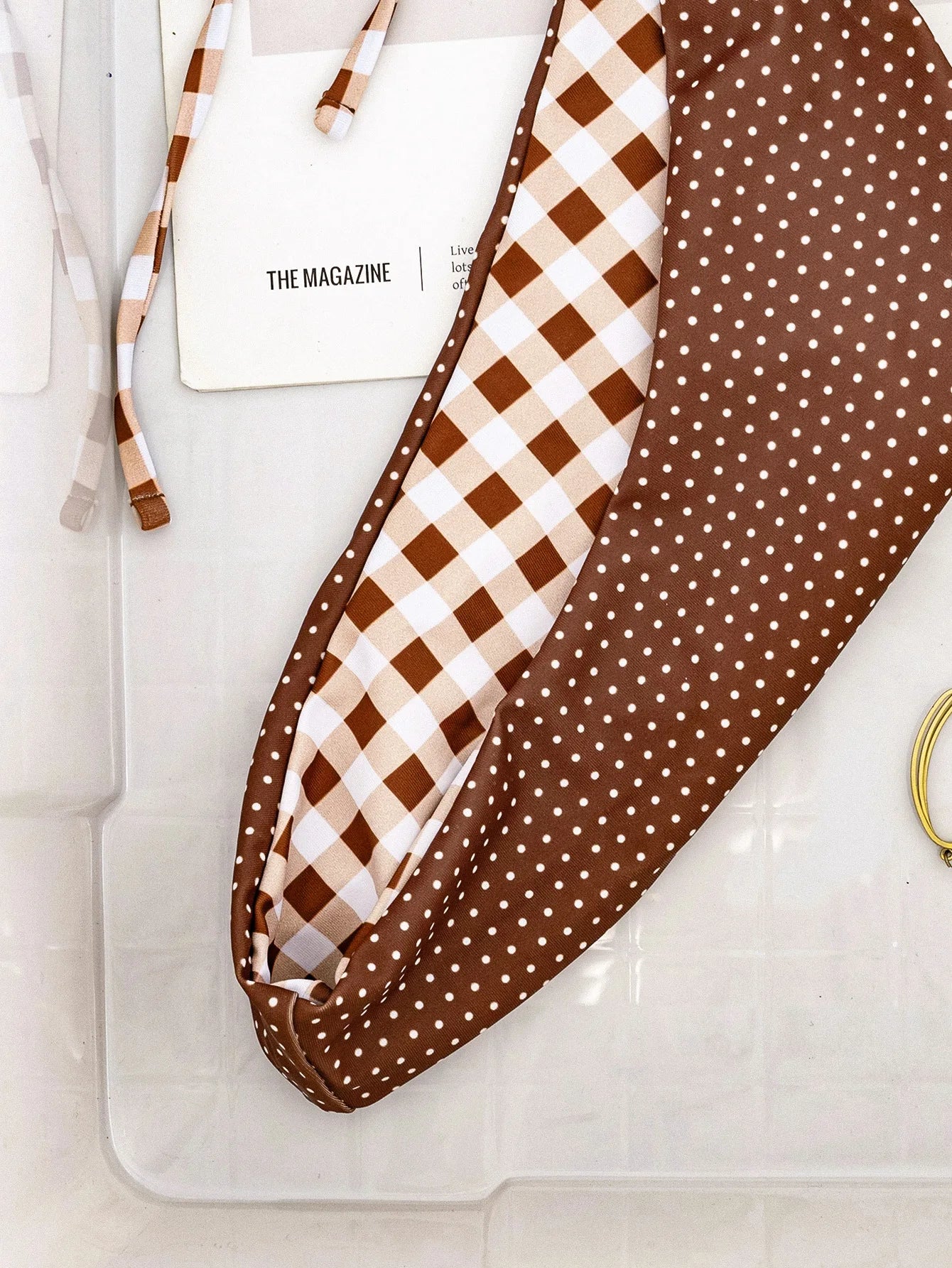 Coffee Polka Dot Print Micro Bikini Halter Push Up Bra Bandage Thong Swimsuit Bathing Suit