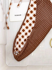 Coffee Polka Dot Print Micro Bikini Halter Push Up Bra Bandage Thong Swimsuit Bathing Suit