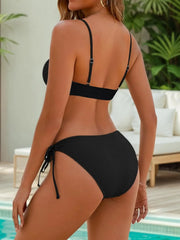 Drawstring Side High Waist Bikini Set