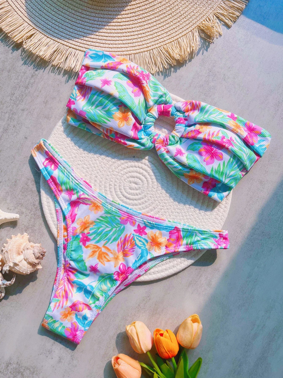 Flower Print 2 Piece Swimsuit