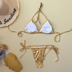 Gold Mesh Long Sleeve Cover Up Skirt 4 Piece Swimsuit Swimwear Leather Push Up Bra Bathing Suit Swimsuit