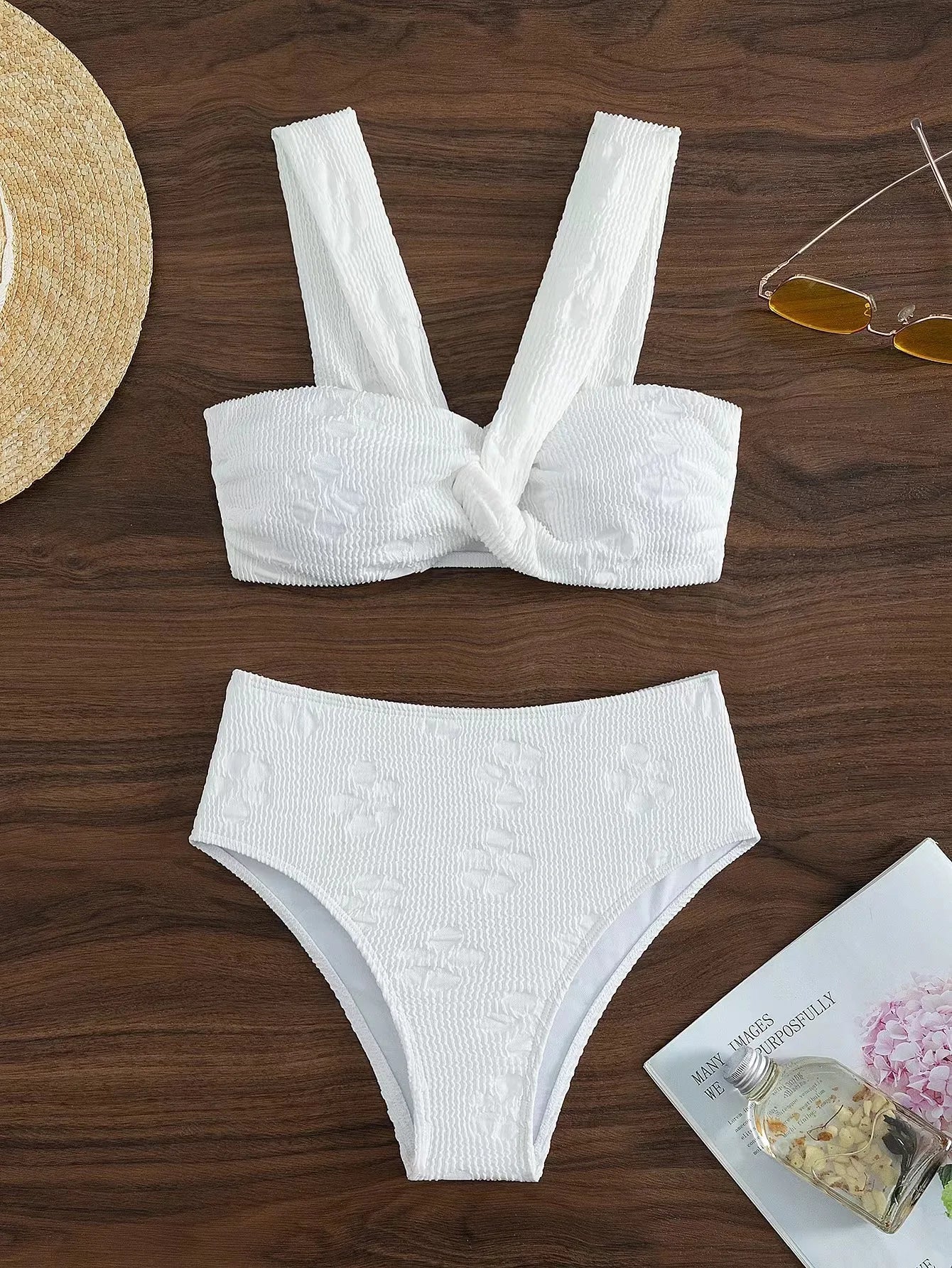 Green 3D Floral Bikini Set