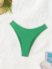Green Front Tie Micro Bikini Pleate Push Up Bra Mid Waist Swimsuit Bandage Bathing Suit Vacation Swimwear