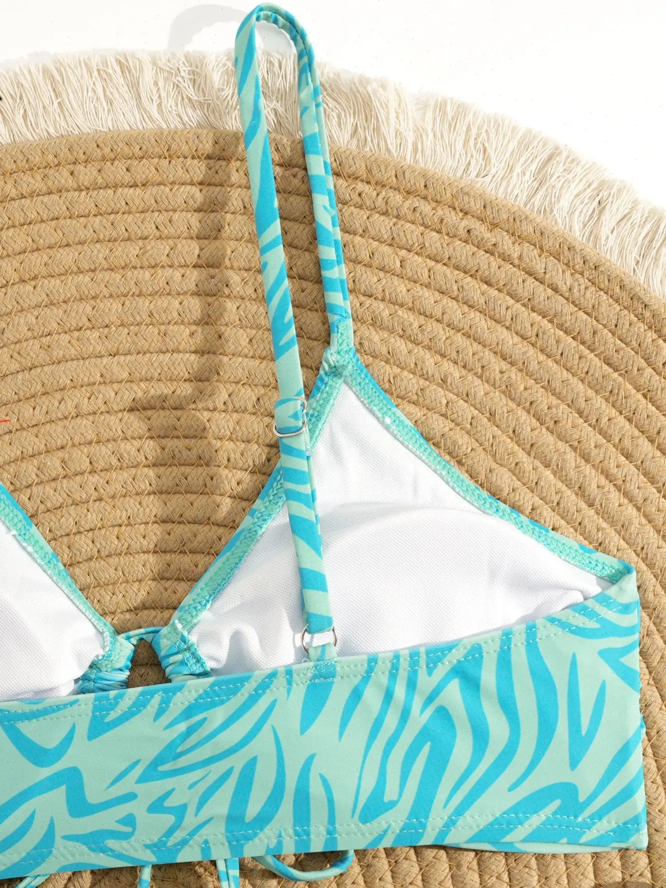 Green Leaves Print Bikini Set