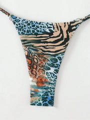 Green Leopard Print Micro Bikini Halter Push Up Triangle Swimwear Bathing Swimming Suit Thong Swimsuit