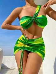 Green Tie Dye Gradient Bikini Set