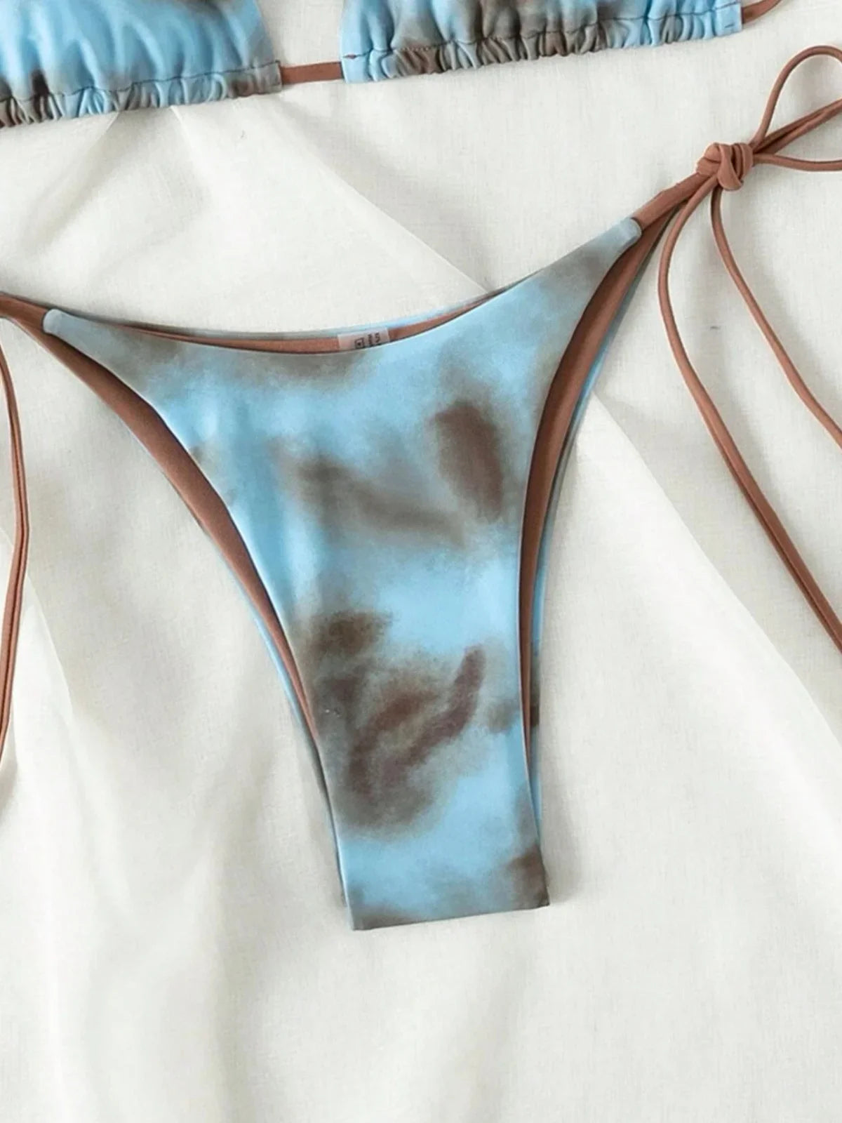 Green Tie Dye Micro Bikini Halter Bandage Gradient Push Up Thong Swimsuit Bathing Suit