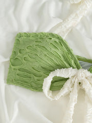 Green White Patchwork Bikini Set