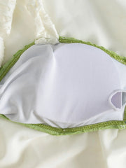 Green White Patchwork Bikini Set